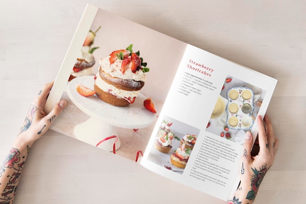 Bezpłatny plik PSD makieta książki kucharskiej z przepisami na desery