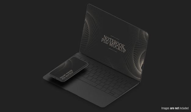 Makieta Notebooka I Telefonu Dark Concept Premium Psd