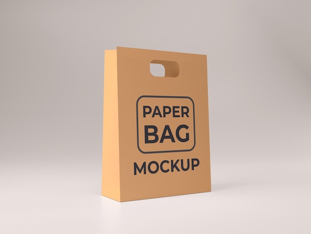 Makieta papierowej torby na zakupy najwyższej jakości, widok z boku