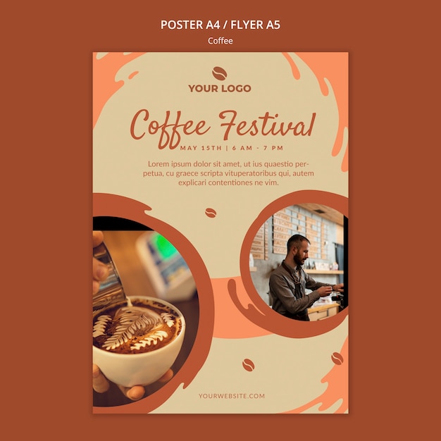 Bezpłatny plik PSD makieta plakat koncepcja kawy