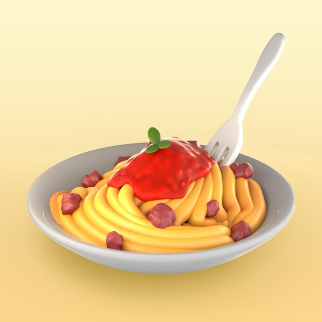 Makieta posiłku ze spaghetti i sosem