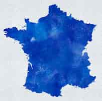 Bezpłatny plik PSD mapa francji w akwareli w kolorze niebieskim