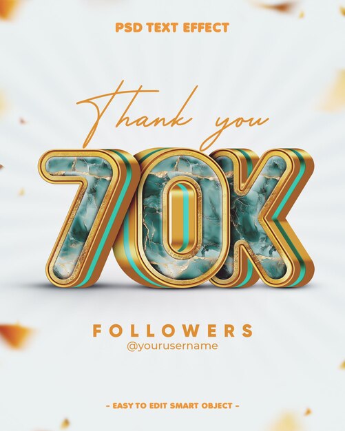 Marble Texture Dziękuję 70K Follower Editable Text Effect
