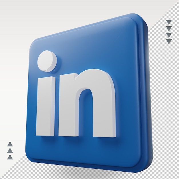 Media Społecznościowe 3d Ikona Linkedin Renderująca Prawy Widok Premium Psd