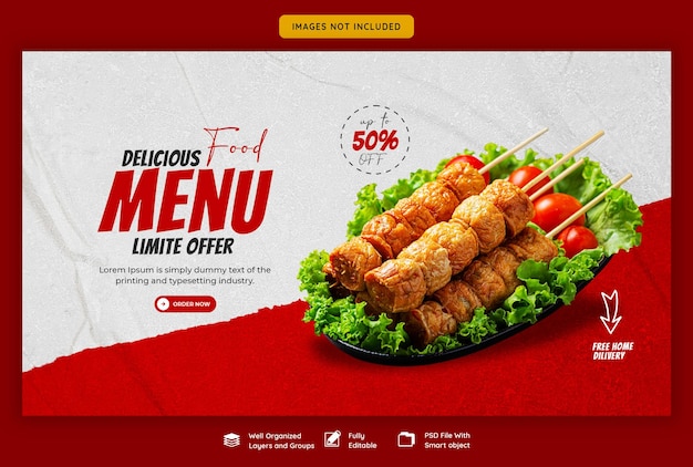 Menu Baneru żywności I Restauracja Szablon Sieci Web