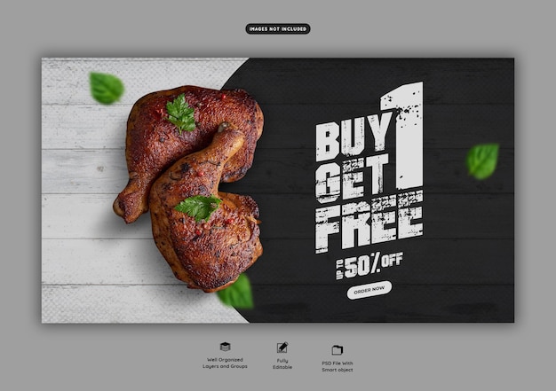 Bezpłatny plik PSD menu baneru żywności i restauracja szablon sieci web