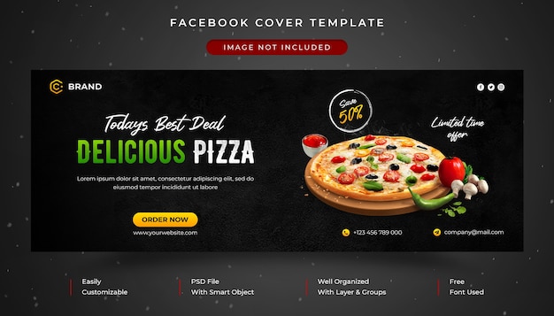 Menu żywności i restauracja promocyjna okładka na facebooku i szablon banera internetowego
