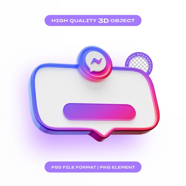 Bezpłatny plik PSD messenger dołącz do nas banner element icon izolowany render 3d