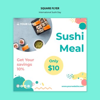 Międzynarodowa ulotka sushi posiłek