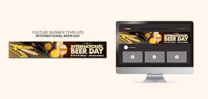 Bezpłatny plik PSD międzynarodowy dzień piwa szablon transparent youtube