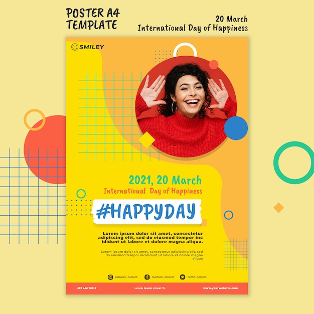 Bezpłatny plik PSD międzynarodowy plakat dnia szczęścia