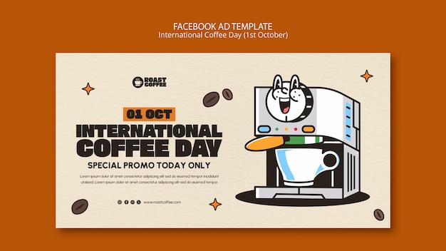 Bezpłatny plik PSD międzynarodowy szablon facebookowy dzień kawy