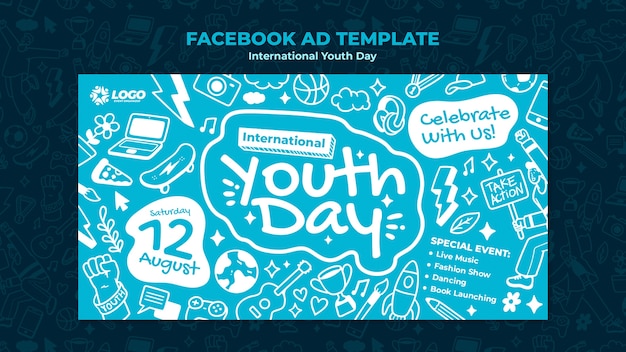 Bezpłatny plik PSD międzynarodowy szablon facebookowy dzień młodzieży