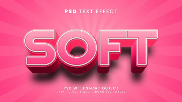 Miękkie piękno 3d edytowalny efekt tekstowy z romantycznym i różanym stylem tekstu