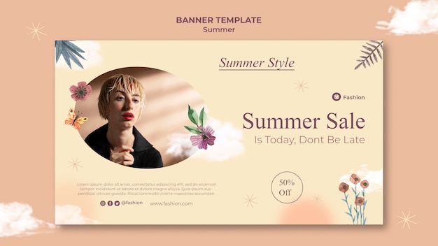 Bezpłatny plik PSD minimalistyczny letni szablon projektu banera