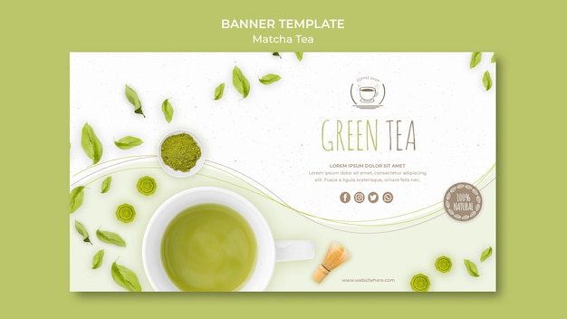 Bezpłatny plik PSD minimalistyczny szablon transparent zielonej herbaty
