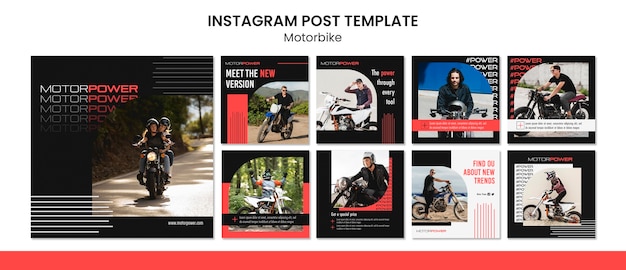 Bezpłatny plik PSD minimalne posty na instagramie z koncepcją motocykla