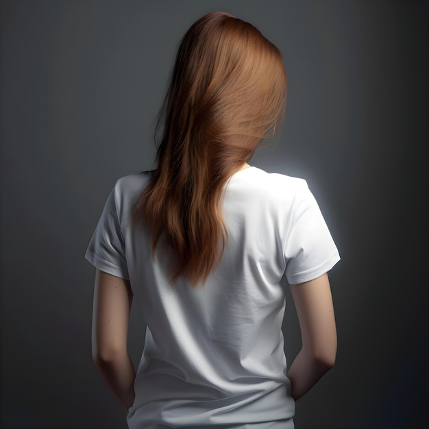 Bezpłatny plik PSD młoda kobieta w białej koszulce na ciemnym tle
