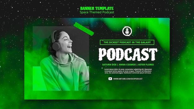 Motyw banera podcast o tematyce kosmicznej