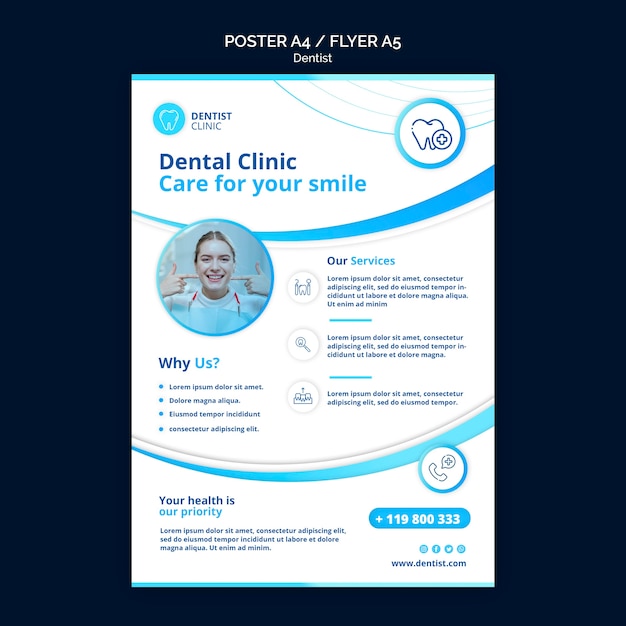 Bezpłatny plik PSD motyw plakatu dentysta