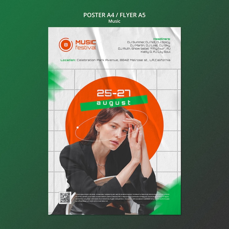 Bezpłatny plik PSD muzyka szablon plakat festiwalu