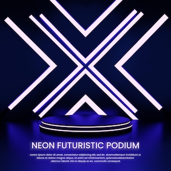 Neon futurystyczny wyświetlacz na podium