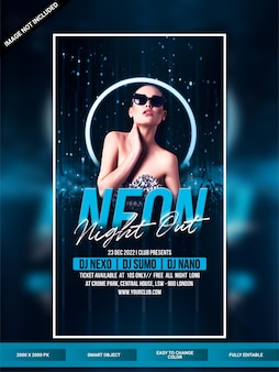 Neon night out instagram web banner teamplate