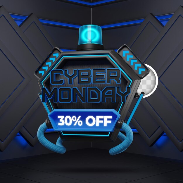 Niebieski cyber poniedziałek szablon ilustracja 3d