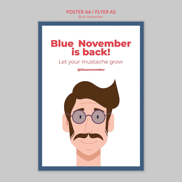 Bezpłatny plik PSD niebieski listopadowy szablon plakatu pionowego