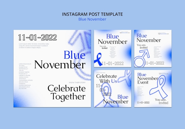 Niebieski post na instagramie ze świadomością listopada