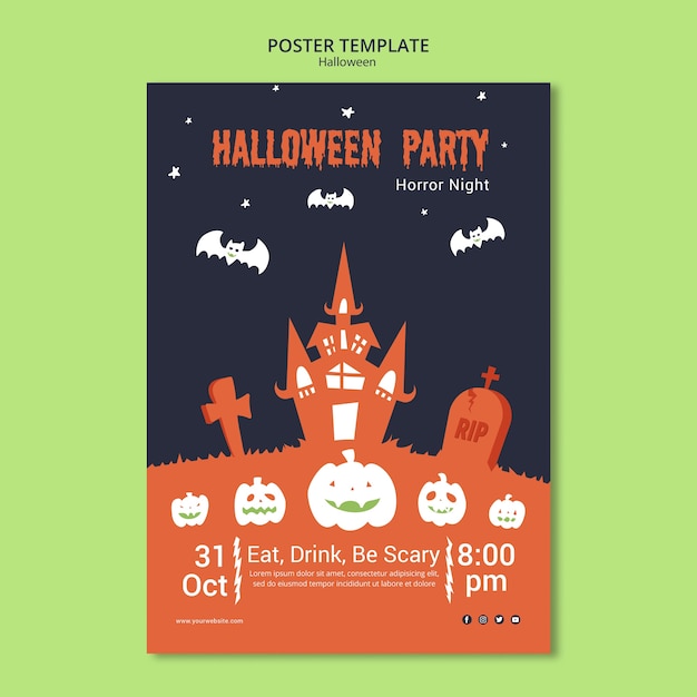 Noc Halloween Party W Szablonie Plakat Cmentarz