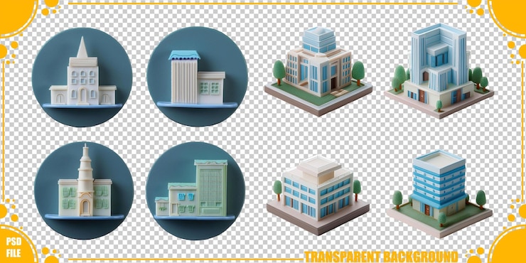 Bezpłatny plik PSD nowoczesne modele architektoniczne w pastelowych kolorach