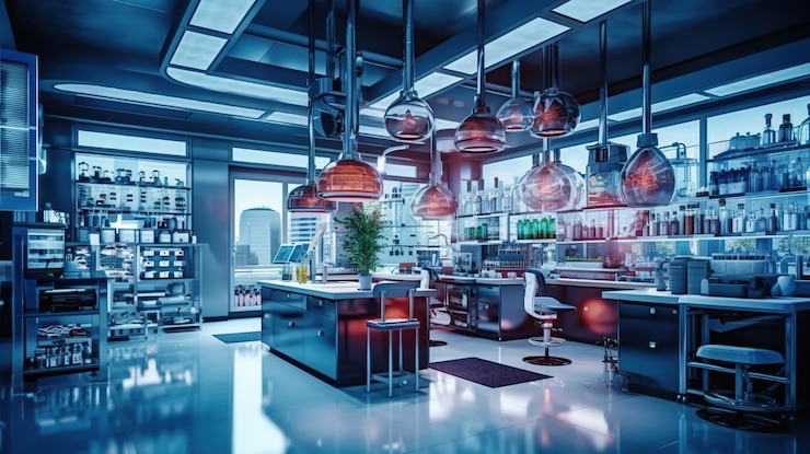 Bezpłatny plik PSD nowoczesne wnętrze laboratorium naukowego generative ai