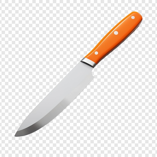 Bezpłatny plik PSD nóż kuchenny z pomarańczowym ostrzem ze stali z zapisaną ścieżką izolowaną na przezroczystej tle
