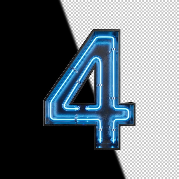 Numer 4 wykonany z Neon Light