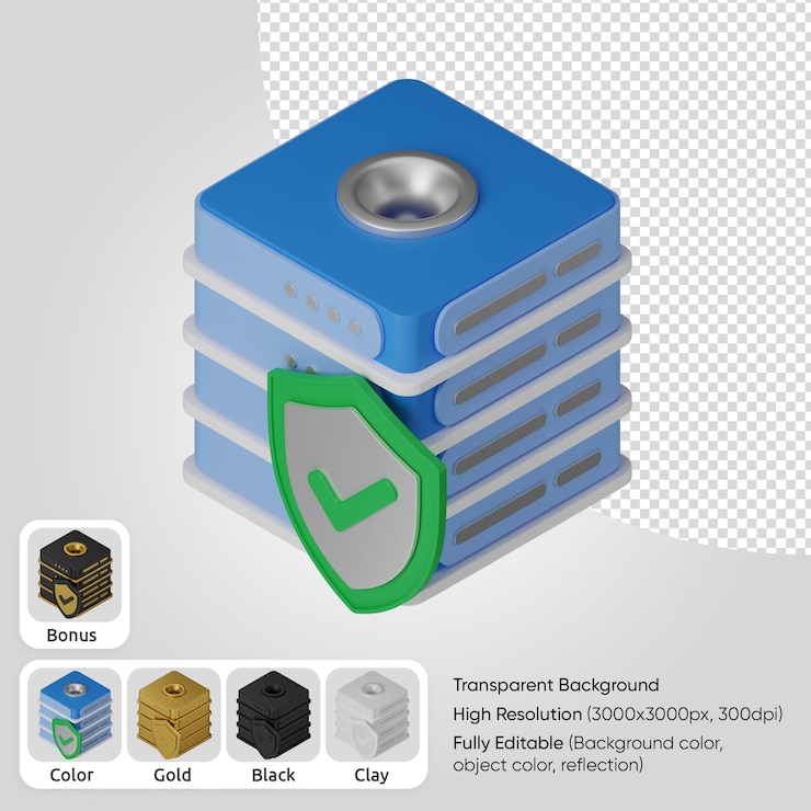 Bezpłatny plik PSD ochrona serwera 3d