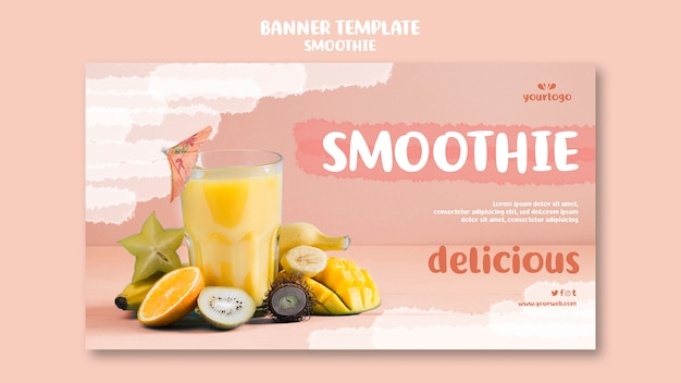 Bezpłatny plik PSD odświeżanie szablonu banner smoothie