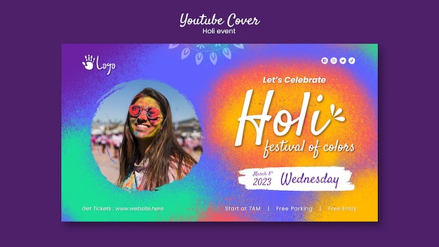 Bezpłatny plik PSD okładka festiwalu holi na youtube