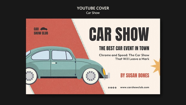 Bezpłatny plik PSD okładka pokazu samochodów na youtube