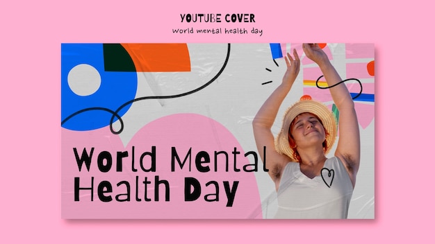 Bezpłatny plik PSD okładka youtube światowego dnia zdrowia psychicznego