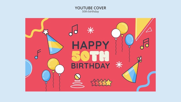 Bezpłatny plik PSD okładka youtube z okazji 50 urodzin