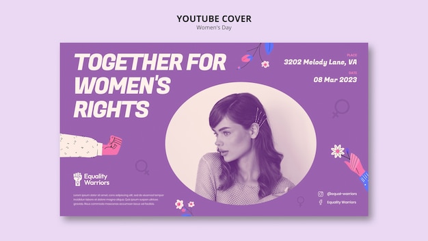 Bezpłatny plik PSD okładka youtube z okazji dnia kobiet