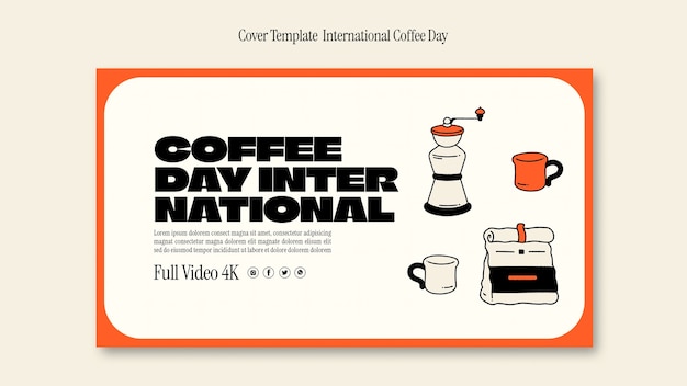 Bezpłatny plik PSD okładka youtube z okazji międzynarodowego dnia kawy