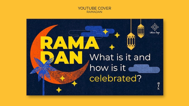 Bezpłatny plik PSD okładka youtube z okazji ramadanu