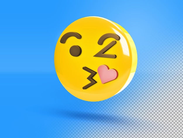 Okrągły Emoji Całowania 3d