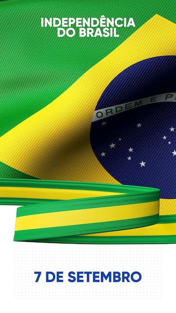 Bezpłatny plik PSD opublikuj historie w mediach społecznościowych brazylia dzień niepodległości renderowania 3d w języku portugalskim