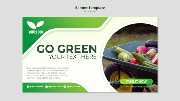 Bezpłatny plik PSD organiczny szablon zielony sztandar
