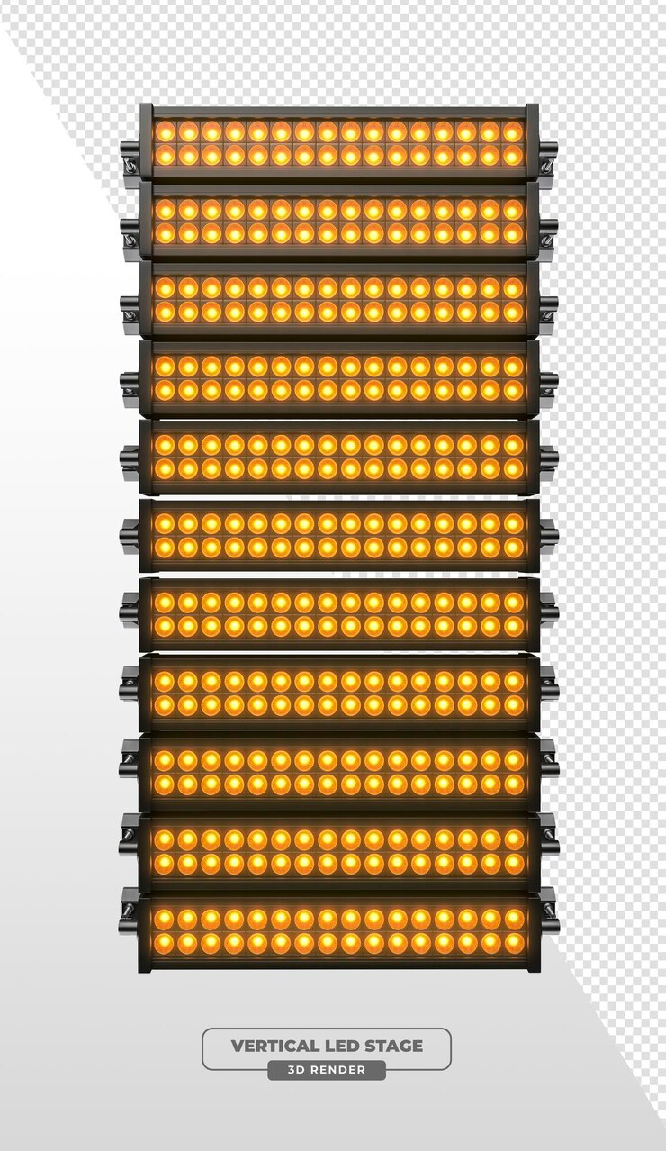 Bezpłatny plik PSD oświetlenie sceniczne z wieloma reflektorami led w strukturze pionowej renderowanie 3d