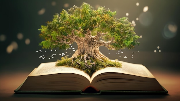 Otwarta Książka Z Wyrastającym Z Niej Drzewem Generative Ai