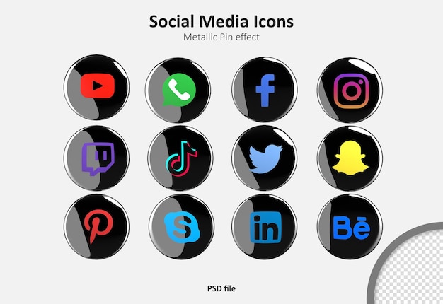 Bezpłatny plik PSD pakiet ikon 3d mediów społecznościowych